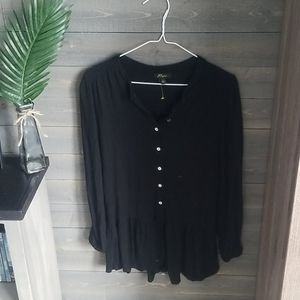 Long black button blouse/tunic